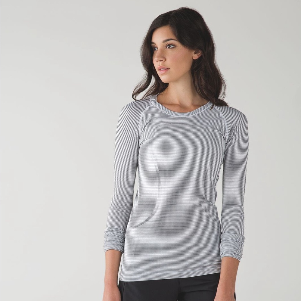 EUC lululemon swiftly tech long sleeve striped